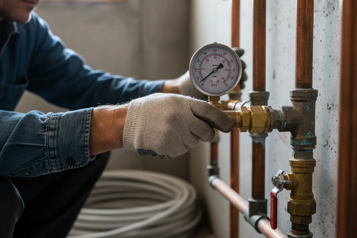 Pressure testing a repaired line during Water Line Repair in Mutual